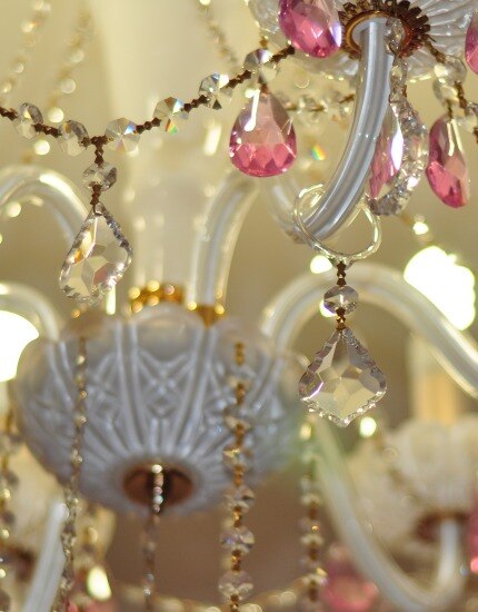 White and pink chandelier White and pink chandelier